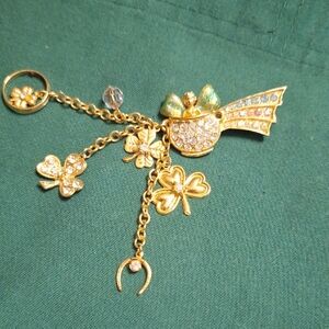 Kirks Folly Gold and Green Lucky Charm Brooch